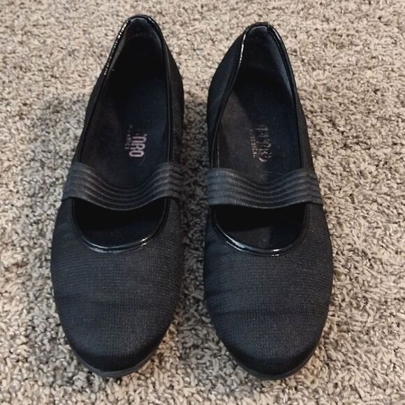 Munro American Women's Size 8.5 N Black Slip on Stretchy Strap Mary Janes Heeled - Picture 1 of 12